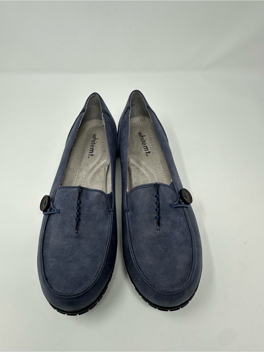 WHITE MOUNTAIN Judo Women's 10M Blue Slip On Comfort Shoes Button Detail Flats